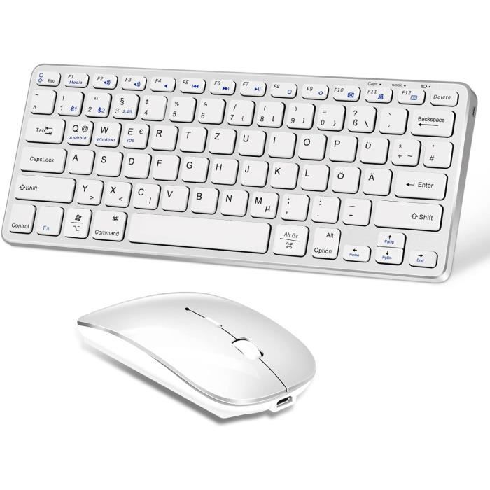 Combo Clavier Et Souris Sans Fil IClever QWERTZ - Rechargeable, Ultra Fin - Compatible Windows, PC, Ordinateur Portable
