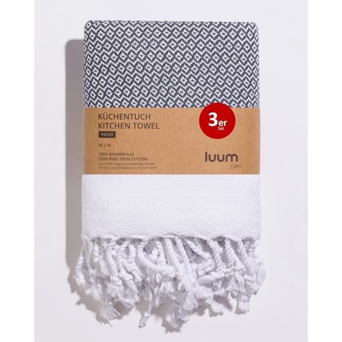 Lot De 3 Torchons De Cuisine En Coton - 50x70 Cm - Couleur Tuile - Absorbants, Lavables Machine - Fabriqué En Espagne