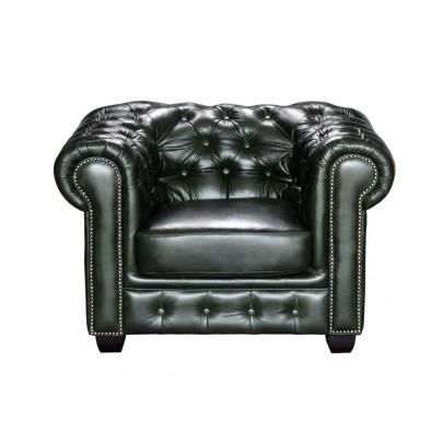 fauteuil chesterfield brenton - vente-unique - 100% cuir de buffle - vert empire