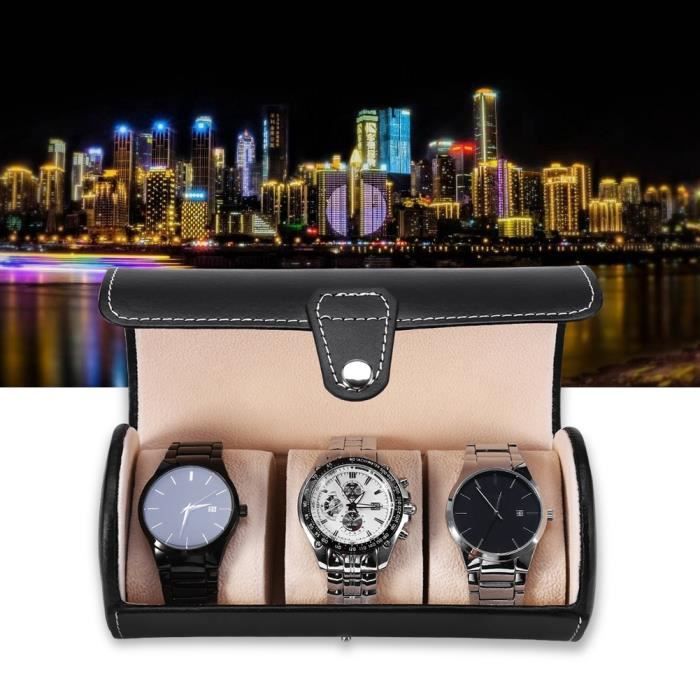 Boîte Montre Voyage Ronde Avec Fermeture Éclair Et Éponge - Lot De 2 Étuis Protection