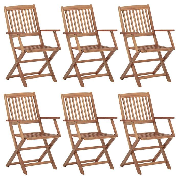 vidaXL Chaises pliables de jardin bois acacia Lot de 6 - vue 2
