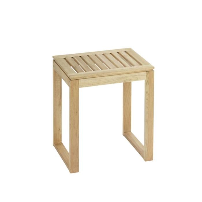 WENKO Tabouret de Salle de Bain NORWAY, Siège en Bois, Tabouret Table d'Appoint, Assise Confortable jusque 120kg, 40x46x30cm, Marron