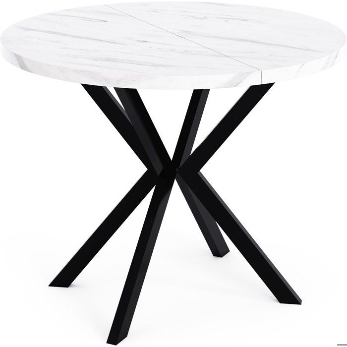 WFL GROUP Table à manger ronde extensible - Style loft avec pieds en métal - 120 à 200 cm - Table ronde industrielle pour salon - Économiseur d'espace - 120 cm WFL GROUP Table à manger ronde extensible - Style loft avec pieds en métal - 120 à 200 cm - Table ronde industrielle pour salon - Économiseur d'espace - 120 cm