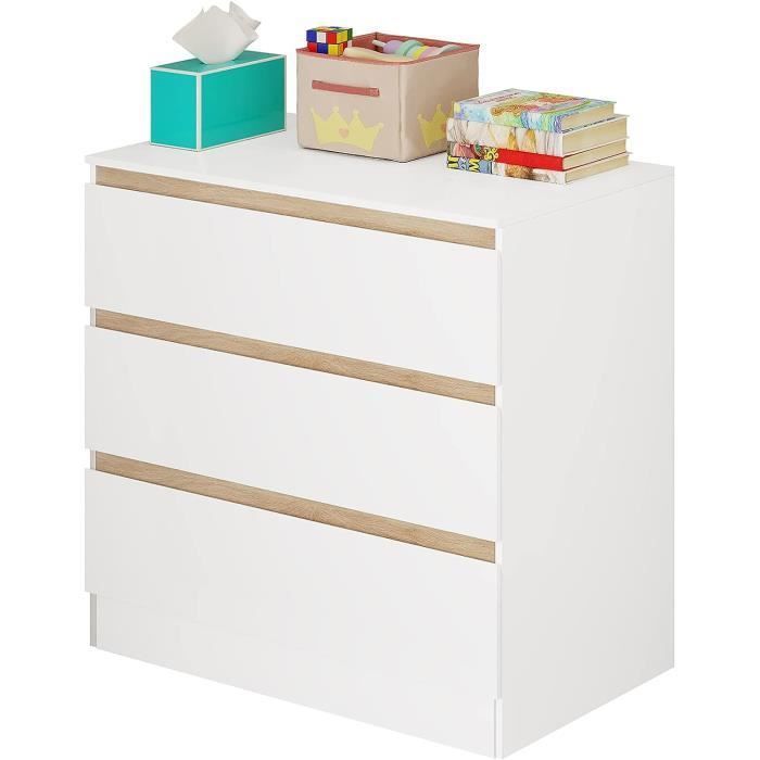 WOLTU Commode à 3 Tiroirs Armoire Chambre 80x48x78cm Blanc WOLTU Commode à 3 Tiroirs Armoire Chambre 80x48x78cm Blanc
