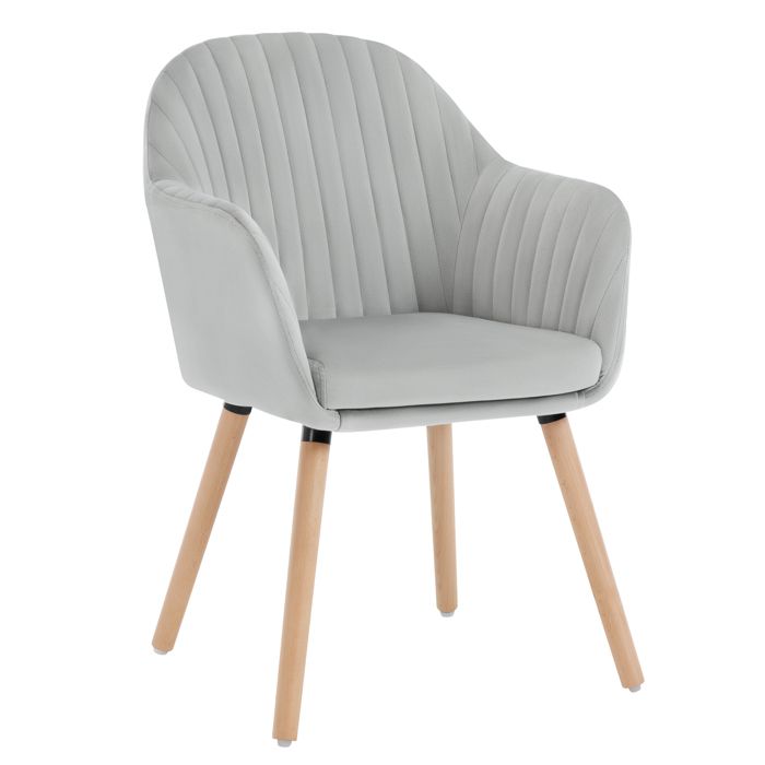 WOLTU Chaises de Salle à Manger Chaises de réception en Velours et Bois Massif Gris Clair
