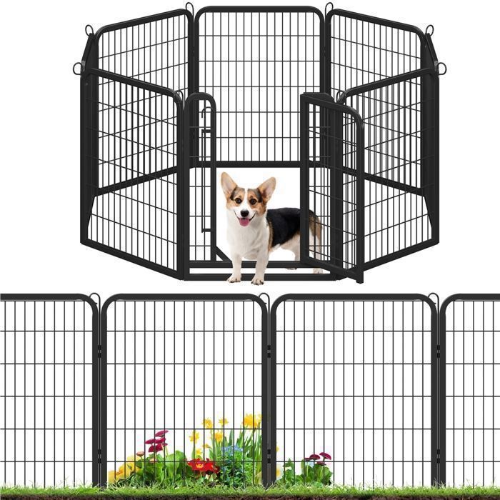 Meilleurs prix pour Parc pour Chiens - Yaheetech - 8 Panneaux - Métal - Noir
