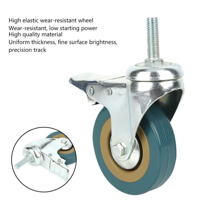 Roulettes Pivotantes Avec Plaque Supérieure Et Roulement - Lot De 4 Ou 8, 3/4 Pouces, Caoutchouc