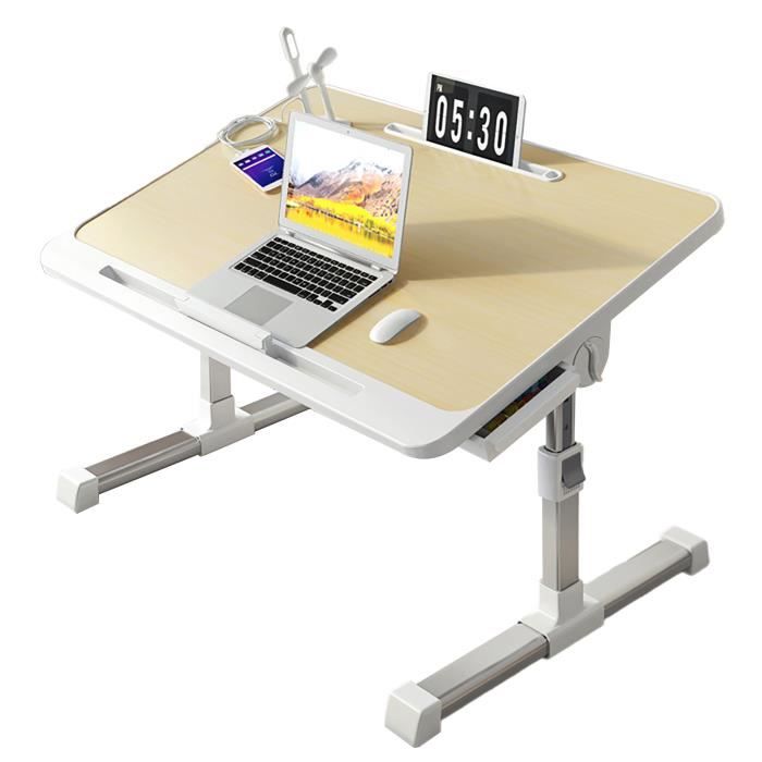 Table De Lit Pour Ordinateur Portable LRUIPLU à Angles Réglables Avec Ventilateur Et Tiroir - Plateau Pliable