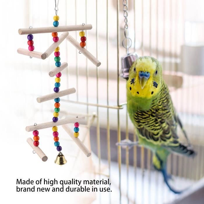 Échelle Pliable En Bois Pour Cage à Oiseaux - Jouet D'escalade Et Perchoir Pour Perroquets, Perruches, Petits Oiseaux - 9