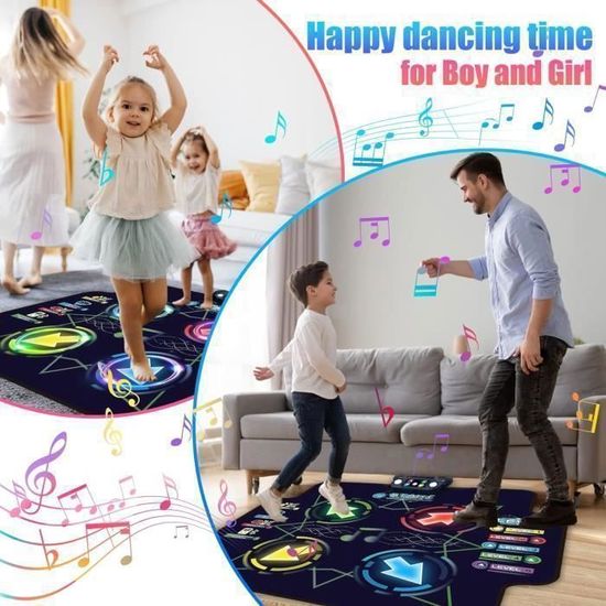 Tapis De Danse Musical Avec Lumières LED Pour Enfants 3-12 Ans – 5 Modes, 3 Niveaux, Antidérapant Et Pliable