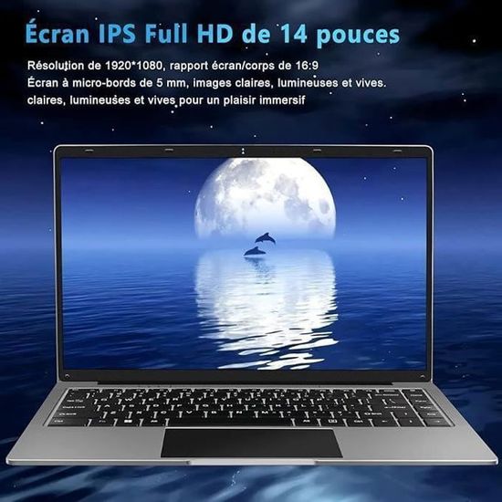 Ordinateur Portable 11.6 Pouces 6GB LPDDR4 128Go SSD, Celeron N4020 PC Portable, 360° Pliable Avec Ecran Tactile, WiFi 2.4G/5G Bluetooth, 1366*768 IPS, Extension Par SD, Protection Du Clavier - Argent