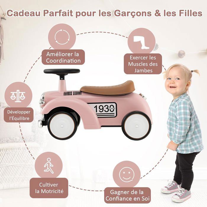 Porteur Enfant GOPLUS Discovery - Pousse-Pousse Voiture Avec Klaxon, Sons, Rangement, Supporte 25kg (1-3 Ans)