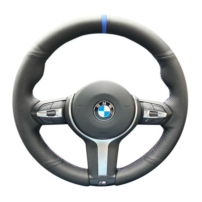 Fil blanc - Juste en cuir Éltressé pour volant de voiture, BMW F87