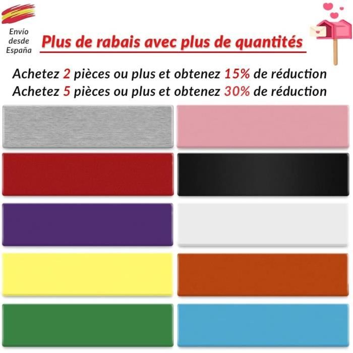Plaque De Boîte Aux Lettres Biseautée - 93 X 25 Mm - 15 Couleurs Au Choix - Neuf, Générique, Pour Porte Ou Sonnette
