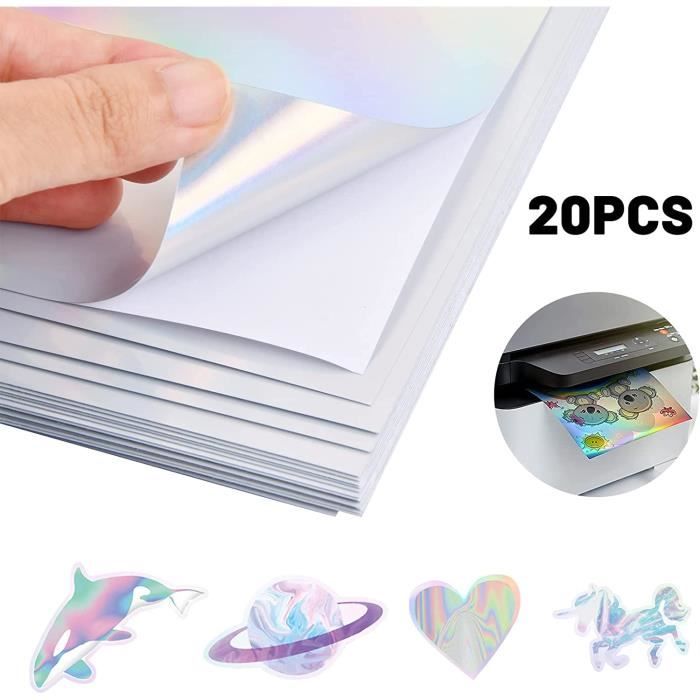 20 Feuilles Papier Autocollant pour Imprimante, A4 Papier Autocollant  Holographique, Séchage Rapide, Papier Vinyle Imperméable pour - Cdiscount  Informatique