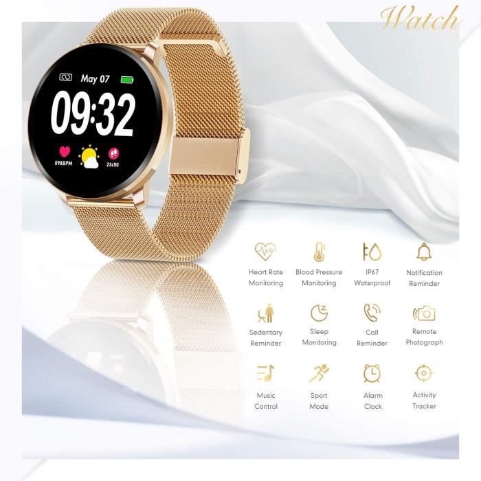 Montre Connectée Femme Bracelet Connecté Ip68 Smartwatch Etanche Montre  Intelligente 1,32'' Sport Fitness Tracker Avec Tensi[J7715]