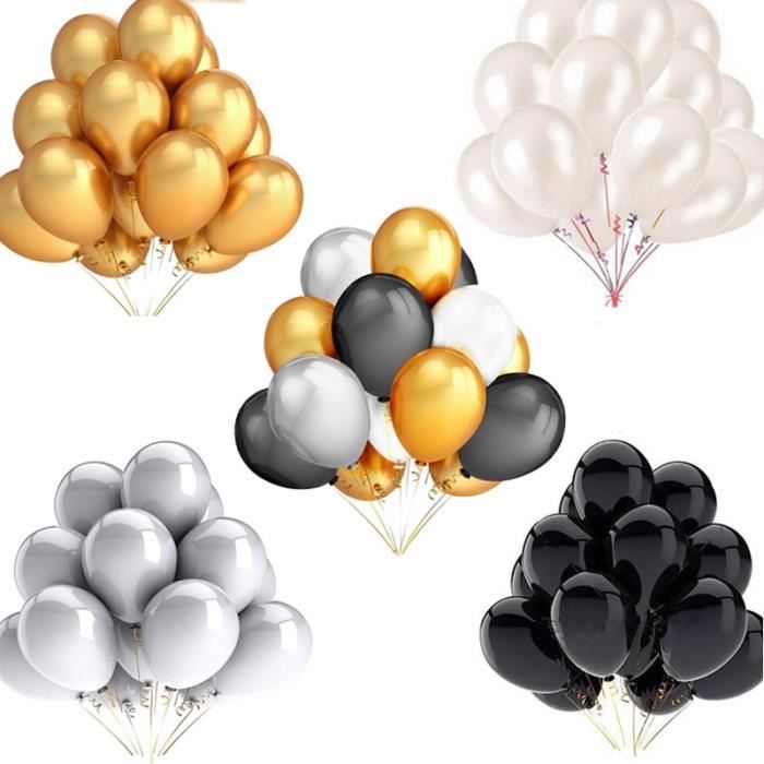 YMSZ Ballon Noir Confettis Or, 50 pièces 12 Pouces Ballons de Fête