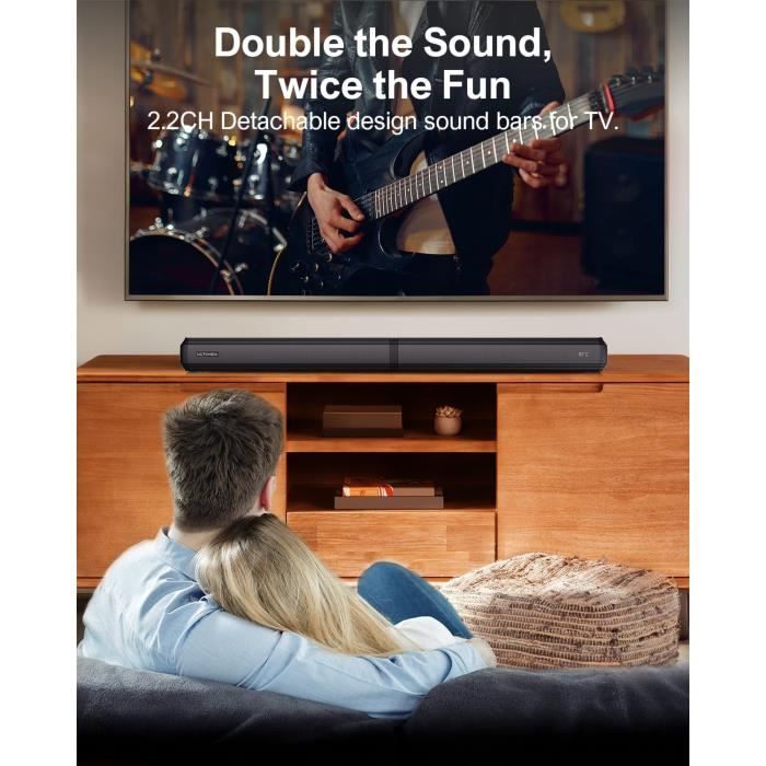 Barre De Son 2.1CH MEVOSTO Avec Caisson De Basses | 120W, Woofer 5,25" | Connexions HDMI-ARC, Optique, Bluetooth | Pour TV, PC Gaming