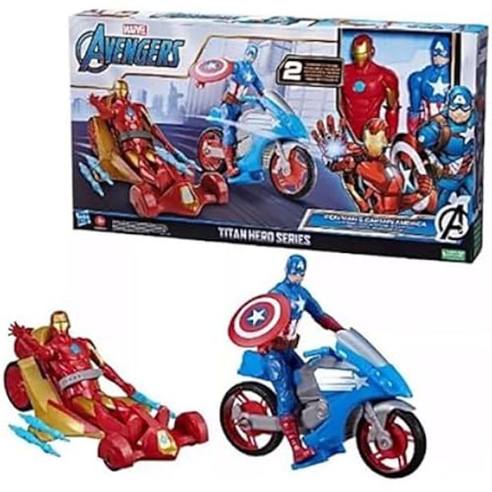 Figurine Captain America Titan Hero Blast Gear AVENGERS - 30 cm - Lanceur et projectiles - dès 4 ans