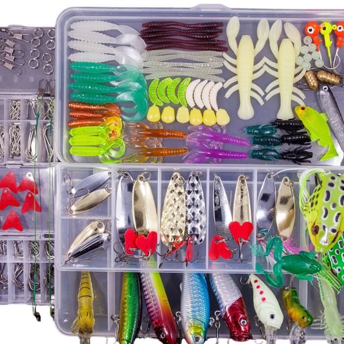 Kit de leurres de pêche pour appâts d'eau douce Kit de matériel pour la  pêche au saumon à la truite basse, y 234 pièces - Cdiscount Sport