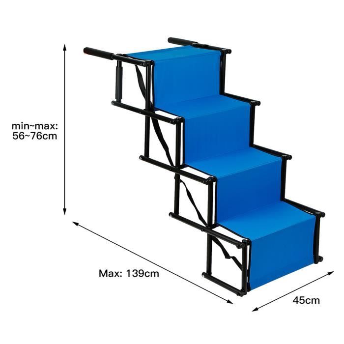 Escalier Pour Chien Voiture 5 Marches Pliable Aluminium - Rampe D'Accès Pour Grands Chiens Jusqu'à 90kg