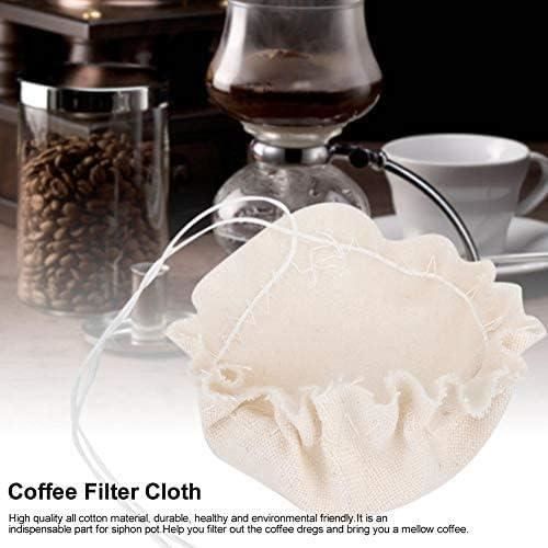 10 Filtres à Café Coton Réutilisables - Pour Cafetières Siphon - 10.5x10.5cm - Blanc