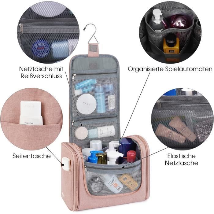 Grande Trousse De Toilette Pour Femme 2 Compartiments - Sac De Douche Translucide Mat Avec Poignée, Idéal Voyage Et Sport