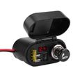 ARAMOX adaptateur allume-cigare de moto Adaptateur de chargeur GPS de téléphone USB double moto étanche avec prise allume-cigare-2