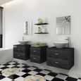 3000Maison|Moderne Ensemble Meuble de salle de bain - Mobilier de salle de bain avec lavabo 7 pcs,ARMOIRE SDB Noir-2