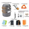 BRUCE30990-Kit De Casseroles Camping Pot Poêle Réchaud Camping Ustensiles Pour Randonnée Orange-2