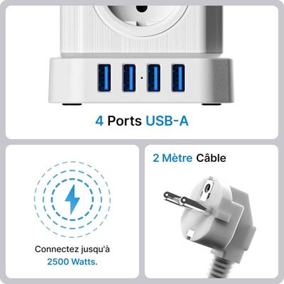 VEFVE Chargeur USB-C 70 W, multiprise cube 7 en 1 avec interrupteur, plusieurs prises 3 m avec charge rapide USB, compatible avec MacBook, ordinateur portable, iPad Pro, iPhone 15, Galaxy S23 VEFVE Chargeur USB-C 70 W, multiprise cube 7 en 1 avec interrupteur, plusieurs prises 3 m avec charge rapide USB, compatible avec MacBook, ordinateur portable, iPad Pro, iPhone 15, Galaxy S23