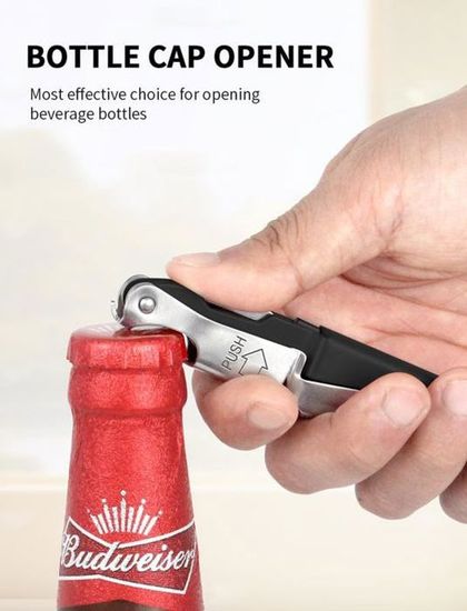 Tire-bouchon portable rétro en acier inoxydable pour bières et bouteilles de vin, cadeau de Noël pour serveurs, barmen Tire-bouchon portable rétro en acier inoxydable pour bières et bouteilles de vin, cadeau de Noël pour serveurs, barmen
