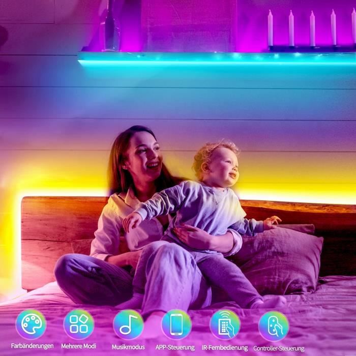 Ruban LED 20m, RGB Bande LED Bluetooth Smart App Contrôle