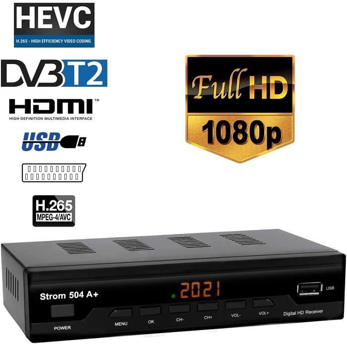 Strom 504 - Decodificador TDT Full HD DVB-T2 - Compatible con