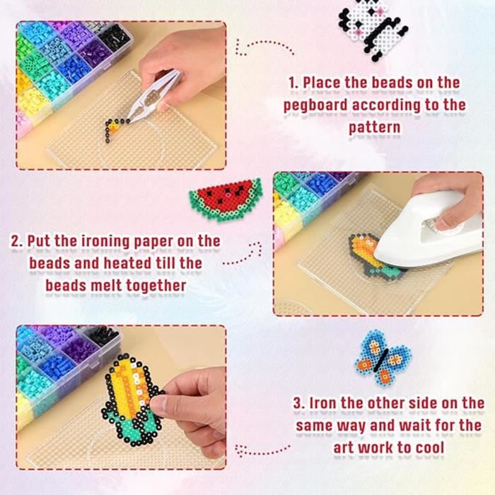 JelyArt Kit Perles à Repasser Enfant – 1500 Perles XXL 10mm + Fer Sécurisé & 31 Modèles – Loisir Créatif Hama Beads Dès 3 Ans