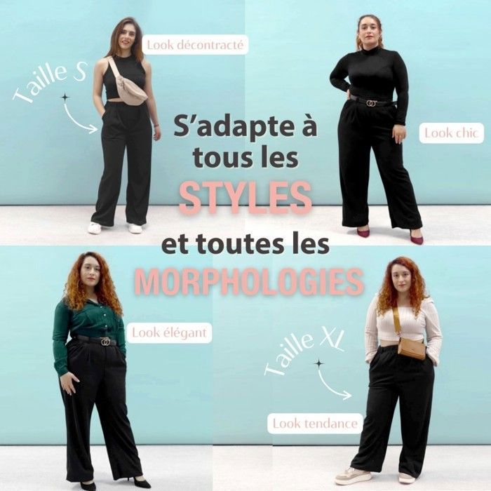 Pantalon femme noir à pinces extensible Taille haute chic et