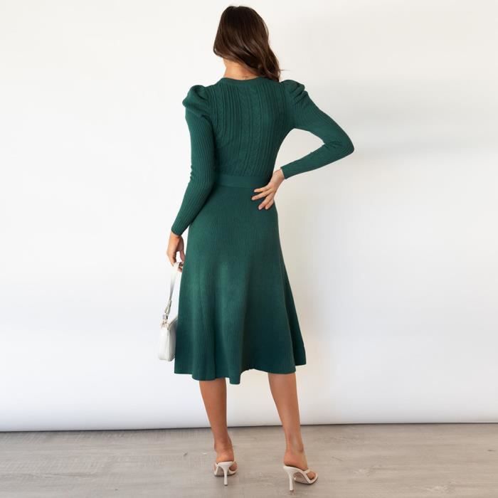 Pull col rond manches longues à sequins vert femme | Bréal