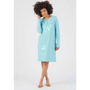 Pyjama Femme Hiver - Chemise De Nuit Longue En Coton Élasthanne, Pantalon à Taille Élastique - Motif Chaton - 9