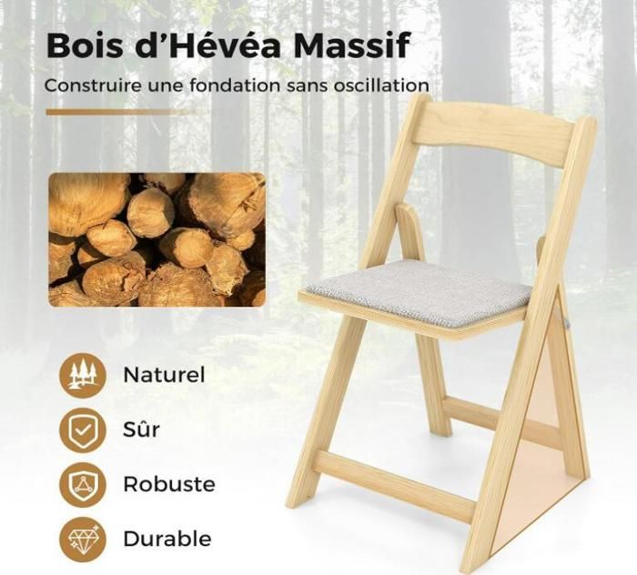 4 Chaises Pliantes En Simili Cuir - Cadre Métal, Assise Rembourrée - Dimensions 79x46x46 Cm - Faciles à Ranger