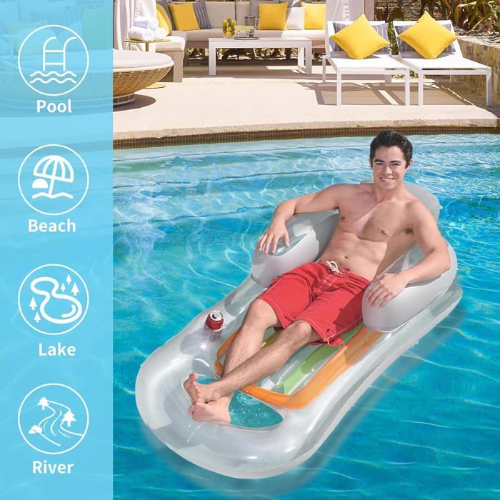 Siège gonflable de piscine avec porte-gobelet Lounger Kerlis Siège gonflable de piscine avec porte-gobelet Lounger Kerlis