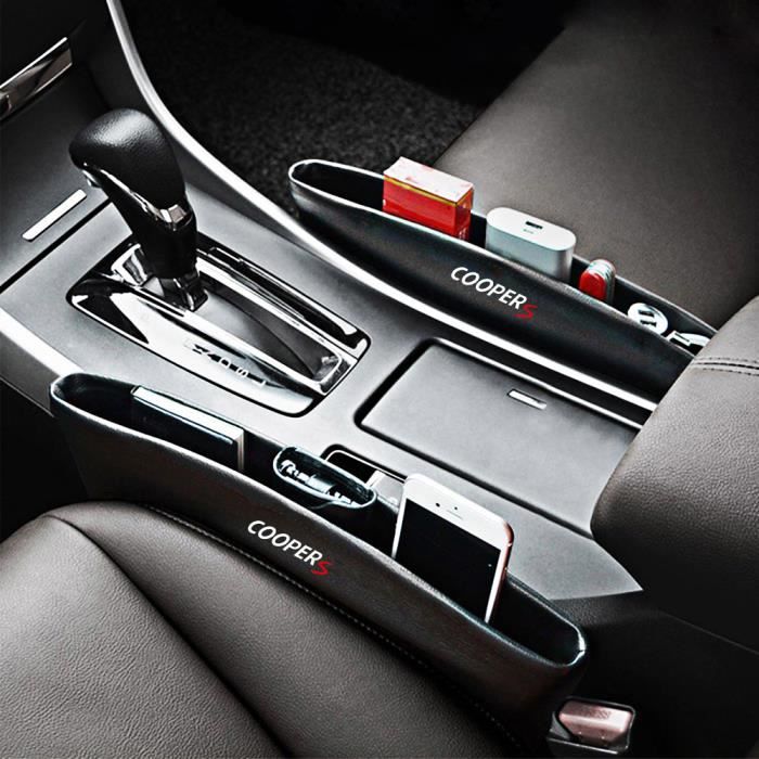 Boîtes De Rangement Pour Espace Siège Voiture - Lot De 2, Noir, Cuir PU + ABS - Compatible Mini Cooper Countryman, Clubman Et Autres Modèles