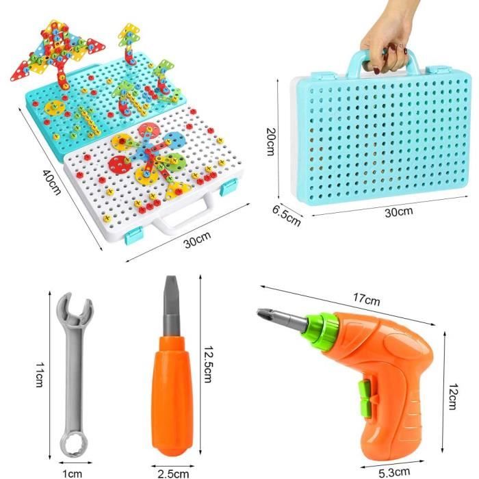 Jeux Construction Jouet-Mosaïque Puzzle 3D Avec Visseuse Électrique-Éducatifs et Scientifiques Pour Enfant 276 Pièces Jeux Construction Jouet-Mosaïque Puzzle 3D Avec Visseuse Électrique-Éducatifs et Scientifiques Pour Enfant 276 Pièces