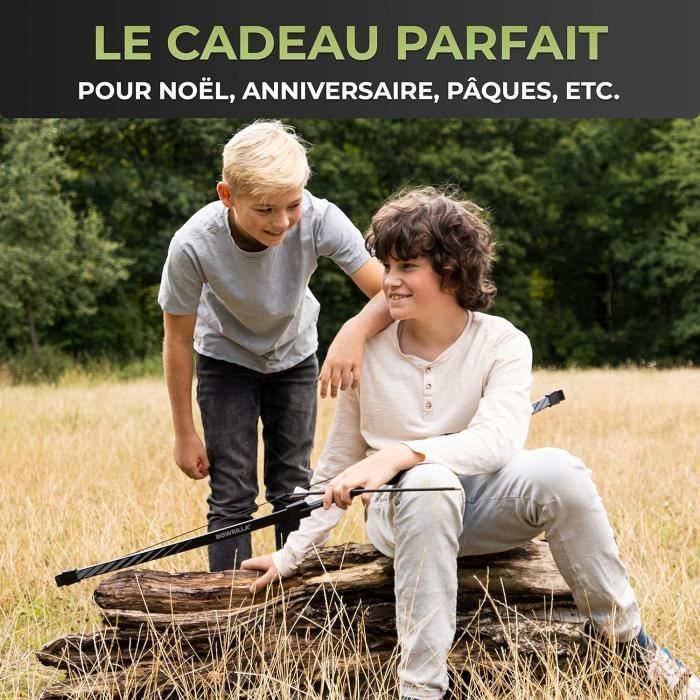 Kit Arc Enfant BOWRILLA - 15 Lbs, 6 Flèches Carbone/fibre - Droitier/gaucher - 3 Pièces - Dès 8 Ans
