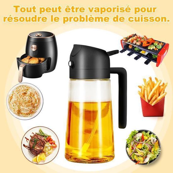 2 Pcs 90ml Spray Huile Cuisine Air Fryer, Flacon Pulverisateur Huile Cuisine, Vaporisateur Huiles pour Friteuse à Air Chaud Accessoires, avec 2 Entonnoirs, 1 Brosse de Nettoyage, 1 Pinceaux à Huiles