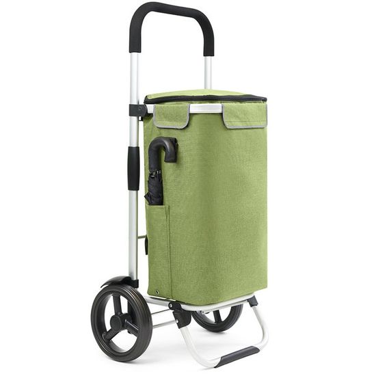 Falytemow Chariot de courses pliable avec roulettes en tissu Oxford - Sac fourre-tout pliable réutilisable pour voyage, maison, cuisine, supermarché