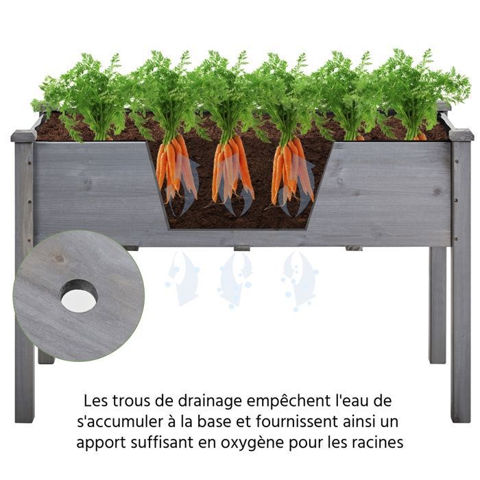 Carré Potager Sur Pied Yaheetech En Bois FSC – 8 Compartiments, Rangement & Drainage Parfait !