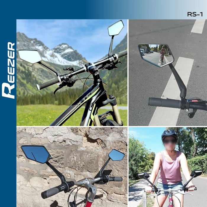 Rétroviseur Vélo Et Trottinette – Miroir HD Extra-large, Réglage 360°, Bras En Fibre De Nylon – Pour Guidon 15-22 Mm