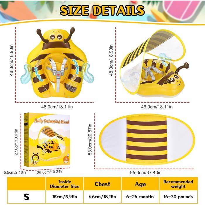 Bouée Bebe Mambobaby Bouee Bebe Avec Parasol Flotteur Pour Bebe Bouée Piscine Pastèque 3 Mois De