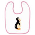 Bavoir bébé - MYGOODPRICE - Pingouin rose - Fermeture velcro - Taille 30 x 35cm - 55% Polyester, 45% coton-0