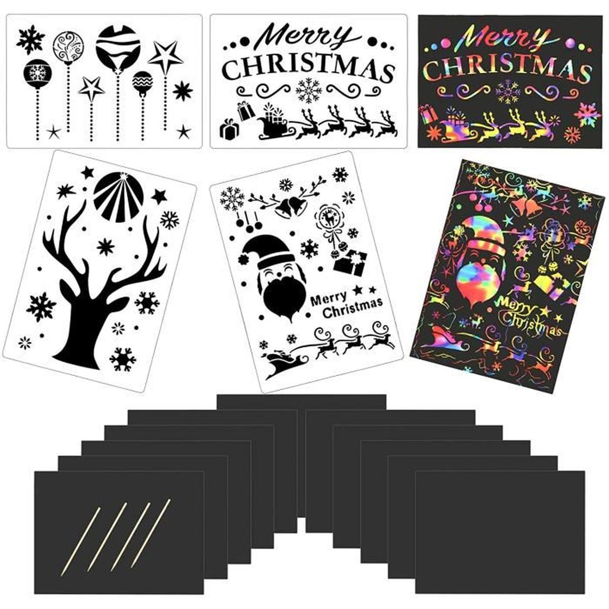 Kakoo 28 Pcs Carte A Gratter Noel Cadeaux Dessin Gratter Pour Enfants Ecriture Jeux Cartes Magiques Decoration Chambre Cdiscount Maison